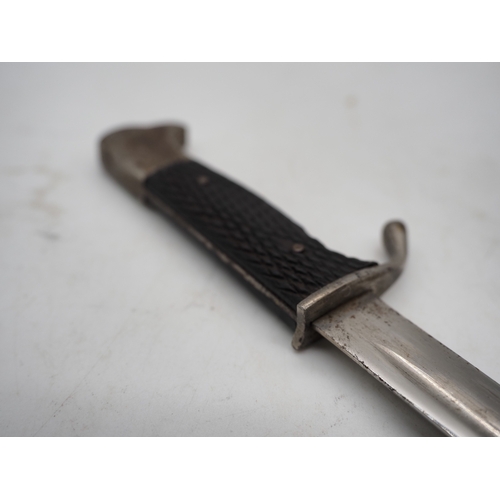 52 - German K98 Dress Bayonet. With black chequered textured grip complete with metal scabbard, fine sing... 