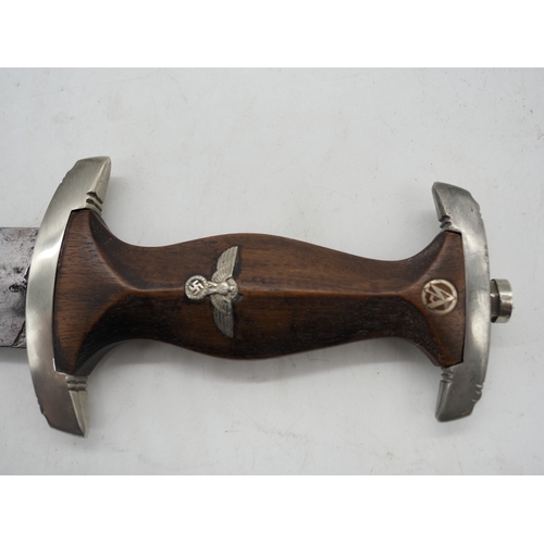 59 - Third Reich SA Dagger. With brown wooden grip handle, lower cross guard stamped S. Comes with early ... 