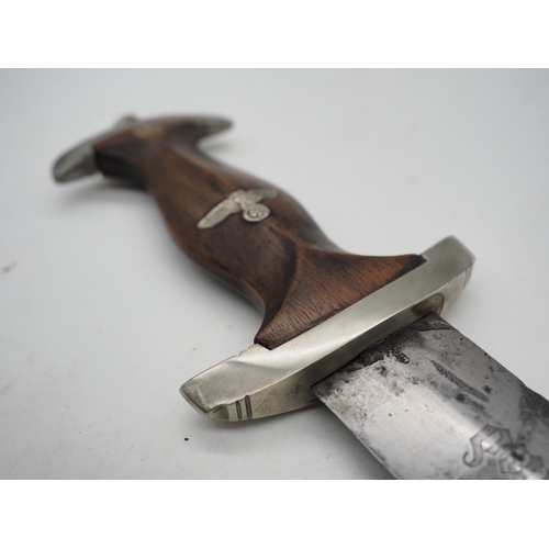 59 - Third Reich SA Dagger. With brown wooden grip handle, lower cross guard stamped S. Comes with early ... 