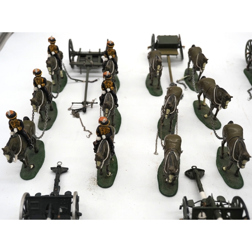 2 - W. Britains sets of hand painted metal toy soldiers on horse back featuring the royal horse artiller... 