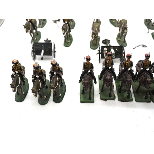 2 - W. Britains sets of hand painted metal toy soldiers on horse back featuring the royal horse artiller... 
