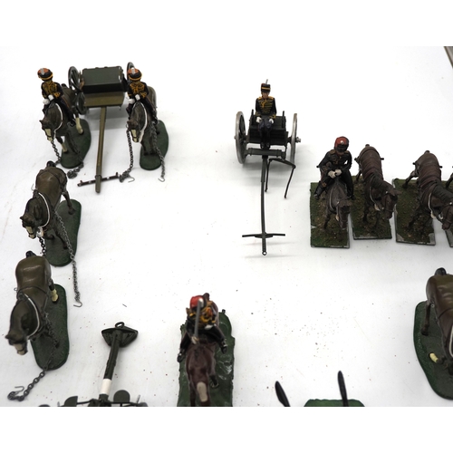 2 - W. Britains sets of hand painted metal toy soldiers on horse back featuring the royal horse artiller... 