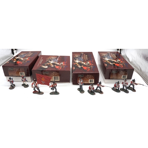 4 - W Britain hand painted toy soldier sets featuring Napoleonic-era. To include sets 00149 british cold... 