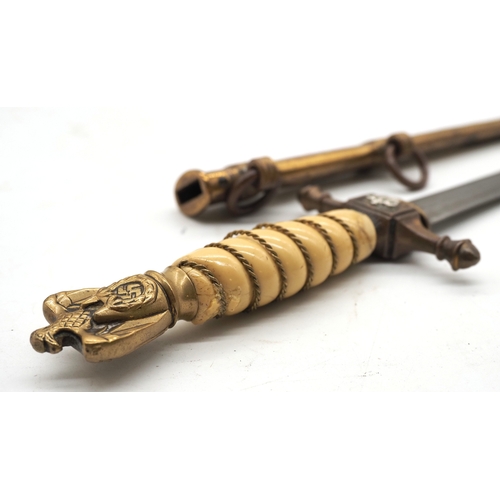 10 - German Kriegsmarine Imperial Conversion Naval Officers Dress Dagger. Celluloid covered wooden grip w... 