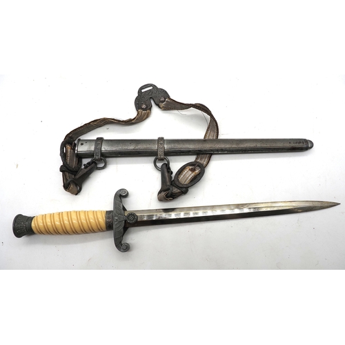 11 - WW2 German Army Officers Dagger. With hanging straps by Ernst Pack & Sohne Waffenfabrik. Late war pe... 