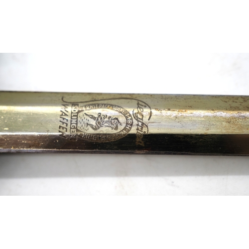 11 - WW2 German Army Officers Dagger. With hanging straps by Ernst Pack & Sohne Waffenfabrik. Late war pe... 