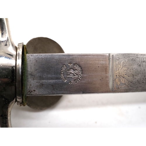 15 - Third Reich Shooting Association Dagger. With stag horn grip and brass crossed rifles inlaid. Nickel... 