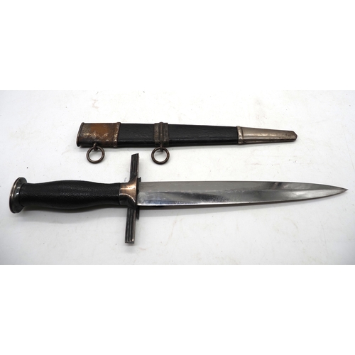 19 - Scarce 2nd Model RLB Officers Dress Dagger. Blue leather covering grip with enamel swastika starburs... 