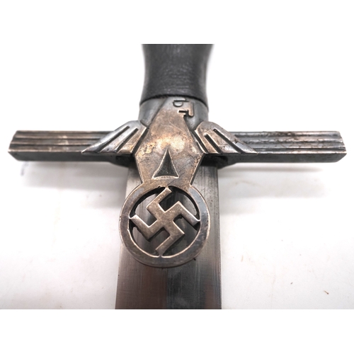19 - Scarce 2nd Model RLB Officers Dress Dagger. Blue leather covering grip with enamel swastika starburs... 