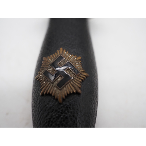 19 - Scarce 2nd Model RLB Officers Dress Dagger. Blue leather covering grip with enamel swastika starburs... 