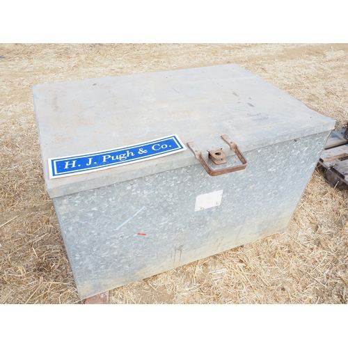 21 - Galvanised lidded bin with Fordson Major engine spares