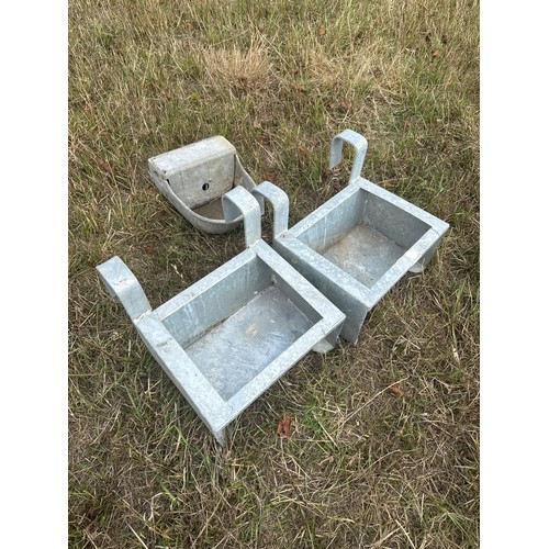 48 - Galvanised hook on feeders 1ft. Unused - 2, 3ft feeder -1 and cattle drinker