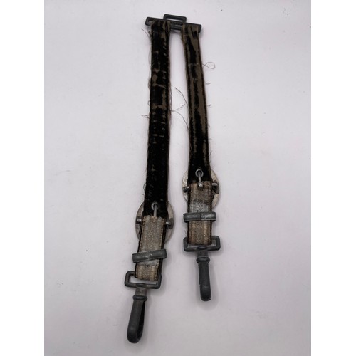36 - WW2 German Kriegsmarine Officers Dagger Hangers. Black Fabric hangers with decorative buckle encorpo... 