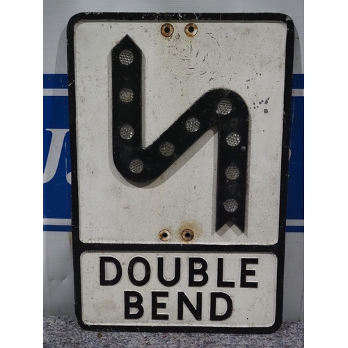 52 - Cast aluminium road sign - Double Bend 14