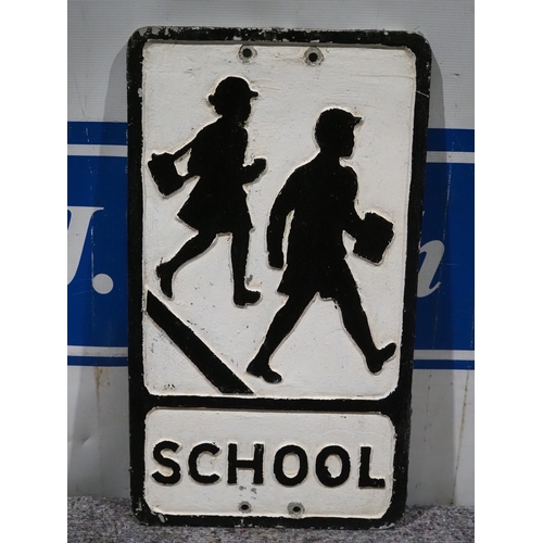 54 - Cast aluminium road sign - School 21
