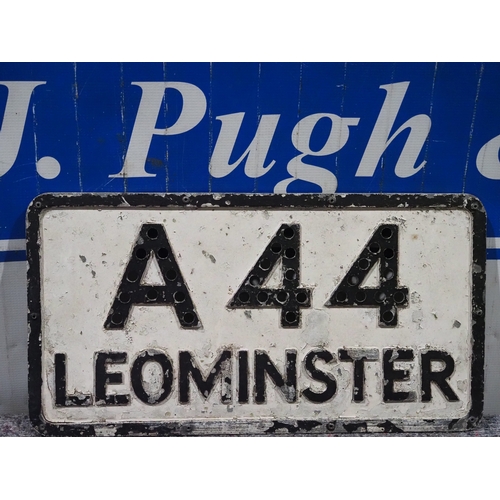56 - Cast aluminium road sign - A44 Leominster 10