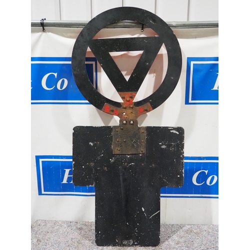 57 - Cast aluminium road sign - Halt At Major Road Ahead 52