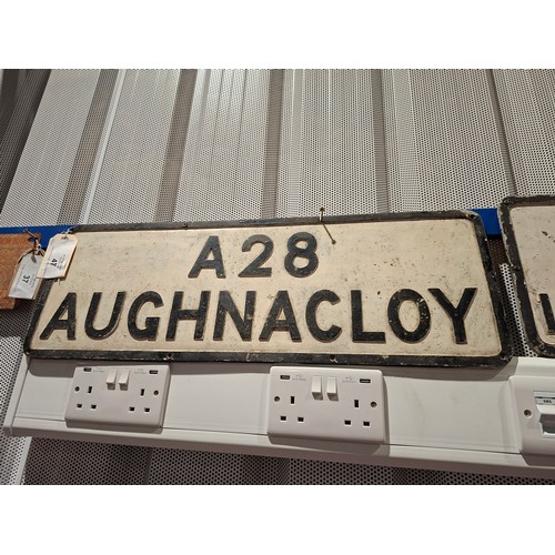 47 - Cast aluminium sign - A28 Aughnacloy 9