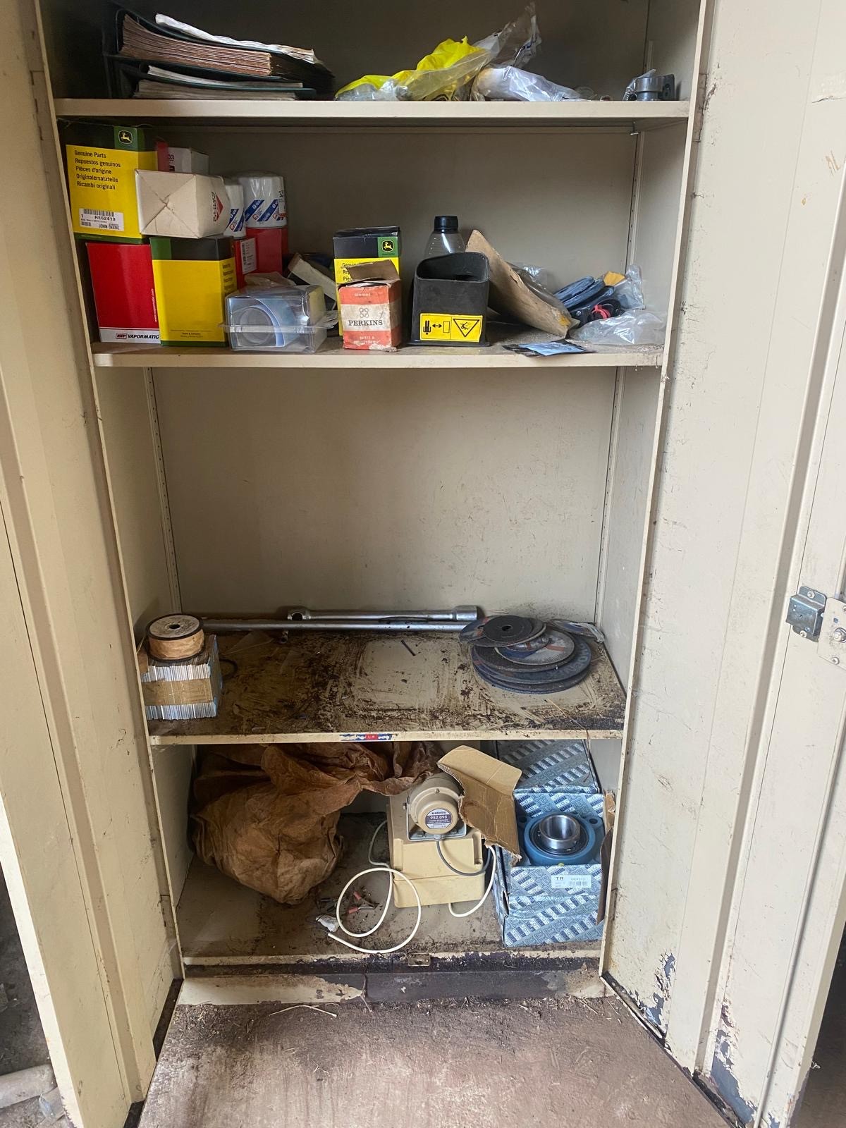 Cabinet with contents to include roller bearings