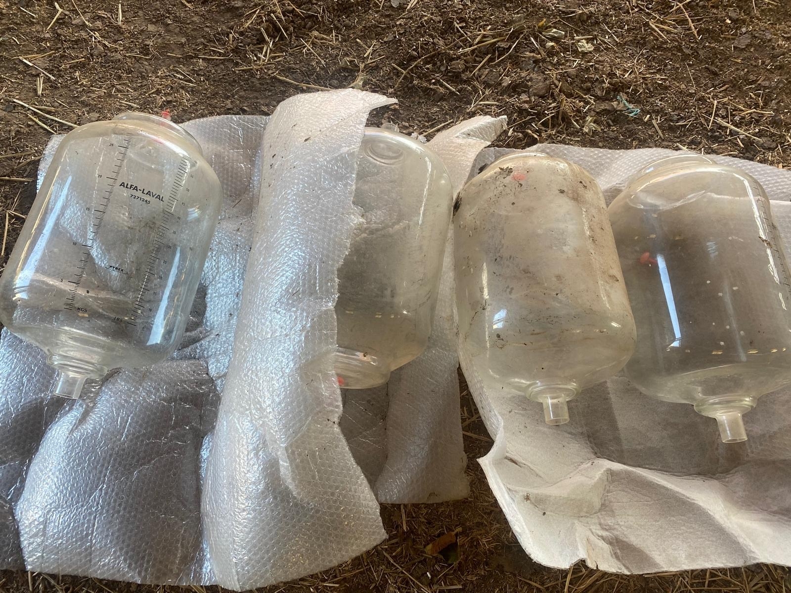 Alfa-Laval milk measuring glasses