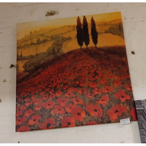 107 - Print On Canvas Of A Poppy Field