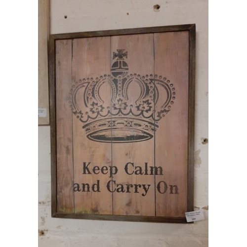 109 - Keep Calm And Carry On Picture On Wood