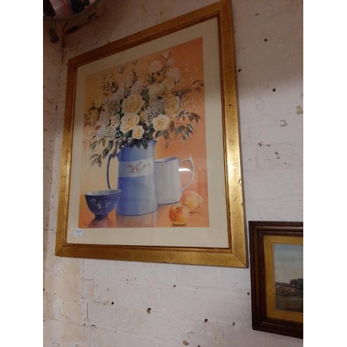 113 - Gilt Framed Print Of Flowers In A Vase