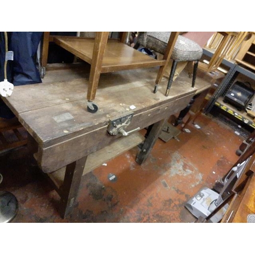 62 - Large Work Bench With Vice