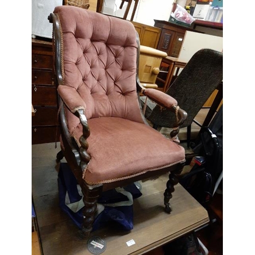 66 - Victorian Rosewood Easy Chair