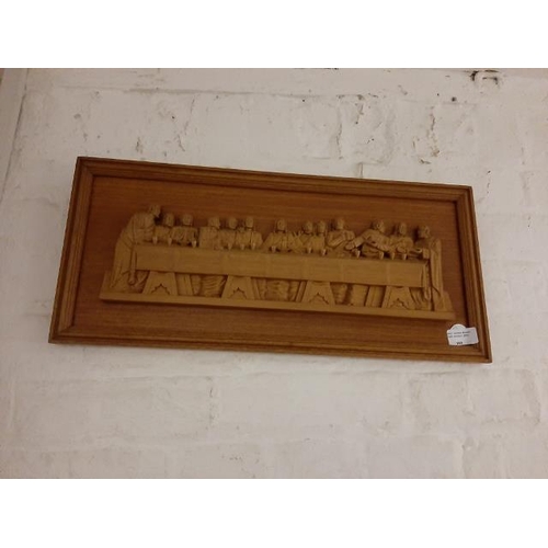 100 - Wooden Carved Picture Of The Last Supper