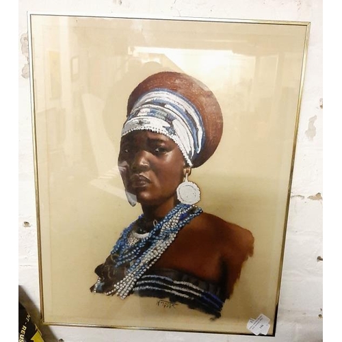 106 - Framed Oil Of A African Women Signed Hillick