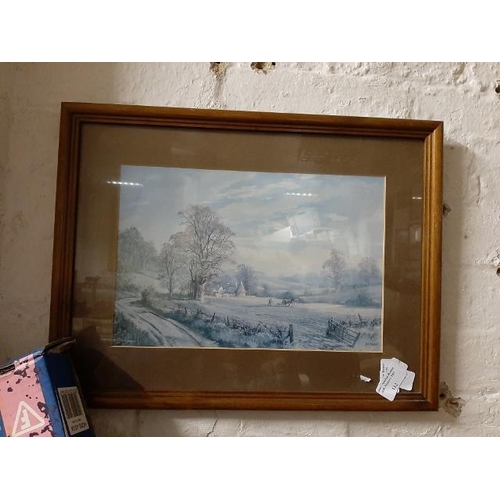 112 - Framed Print Of Cottages Down A Lane