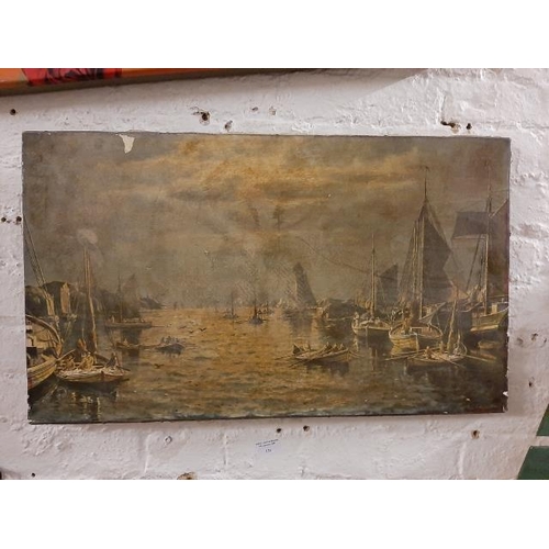 128 - Print On Canvas Of Sailing Ships In Harbour