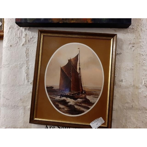 131 - Small Framed Print Of A Sailing Ship