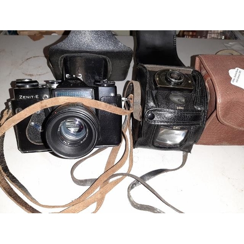 267 - Box Camera In Bag Plus A Zenit 3355 Camera In Case