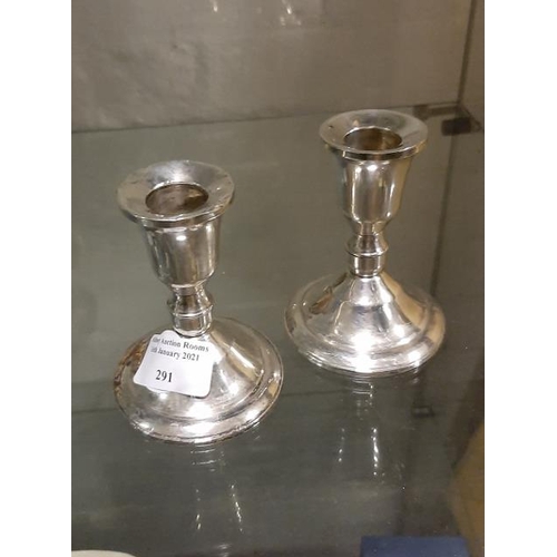 291 - Pair Of Sterling Silver Duchin Creation Weighted Candlesticks 4