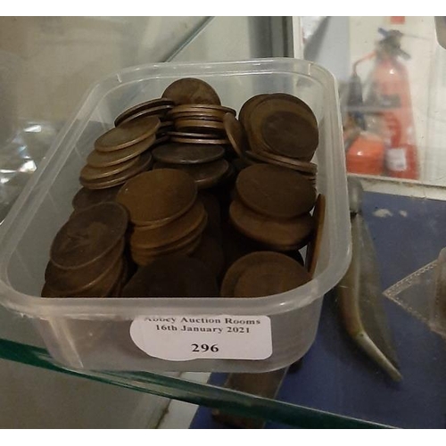 296 - Box Of Old Pennies And Coins