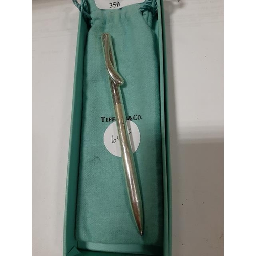 350 - Tiffany & Co Elsa Peretti Silver Golf Club Ball Point Pen In Pouch And Box