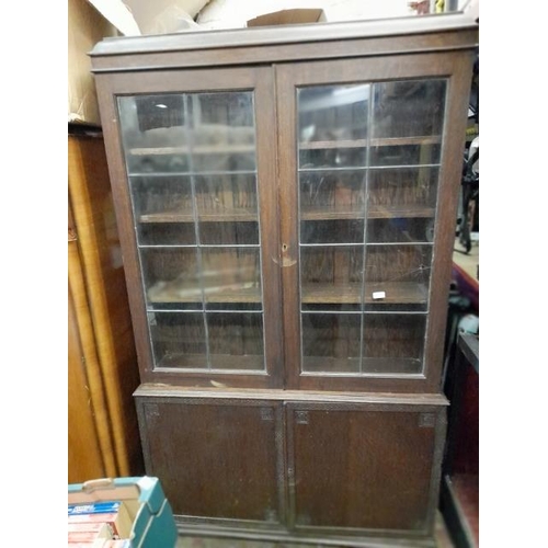 40 - Darkwood Bookcase Glass Broken On Right Hand Door