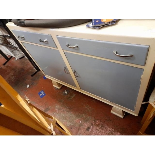 73 - White Painted Sideboard With Blue Painted Front