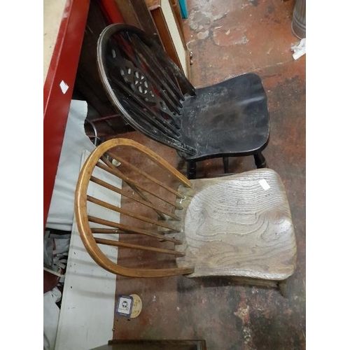 68 - 2 Odd Wooden Dining Chairs