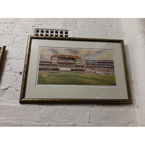 116 - 4 Framed Cricket Pictures Pencil Signed By Terry Harrison