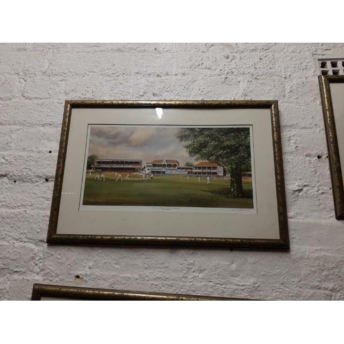 116 - 4 Framed Cricket Pictures Pencil Signed By Terry Harrison