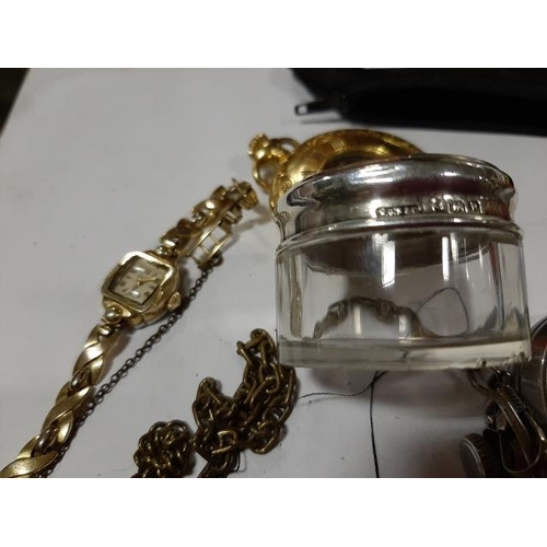 311 - 3 Pocket Watches With A Glass Silver Lidded Pot