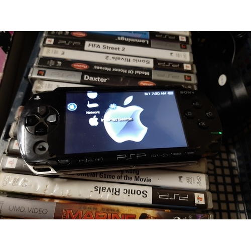 185 - Psp In Case With Charger And 24 Games Working