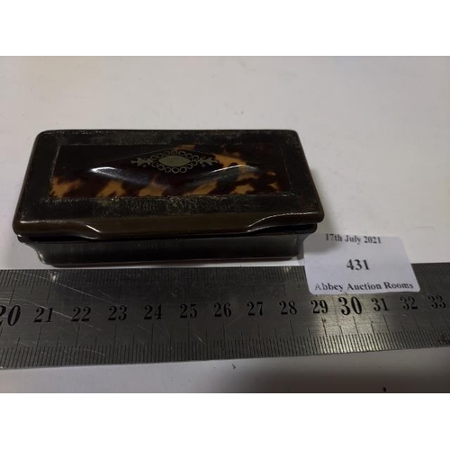 431 - 2 Snuff Boxes One Tortoise Shell