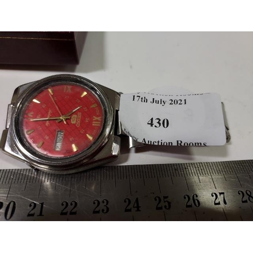 430 - Red Faced Seiko 5 Automatic Gents Watch