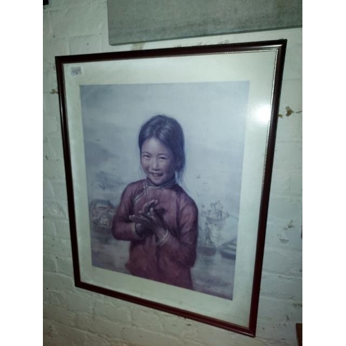 108 - Large Framed Print Of A Chinese Girl