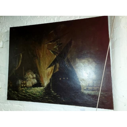 126 - Oil On Canvas Of A Galleon