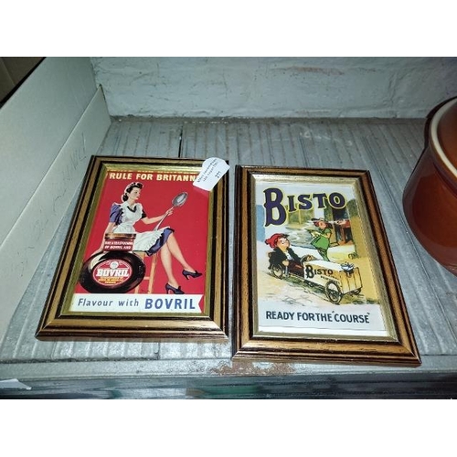 277 - 2 Small Framed Bovril And Bistro Advertising Posters